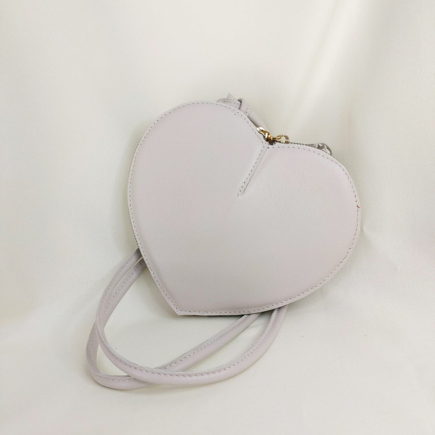 Bolsa coração em Couro - off white