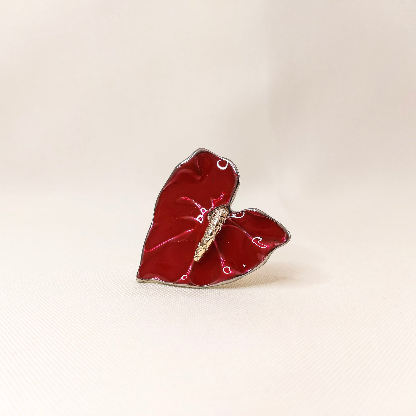 Anel ajustável esmaltado vermelho
